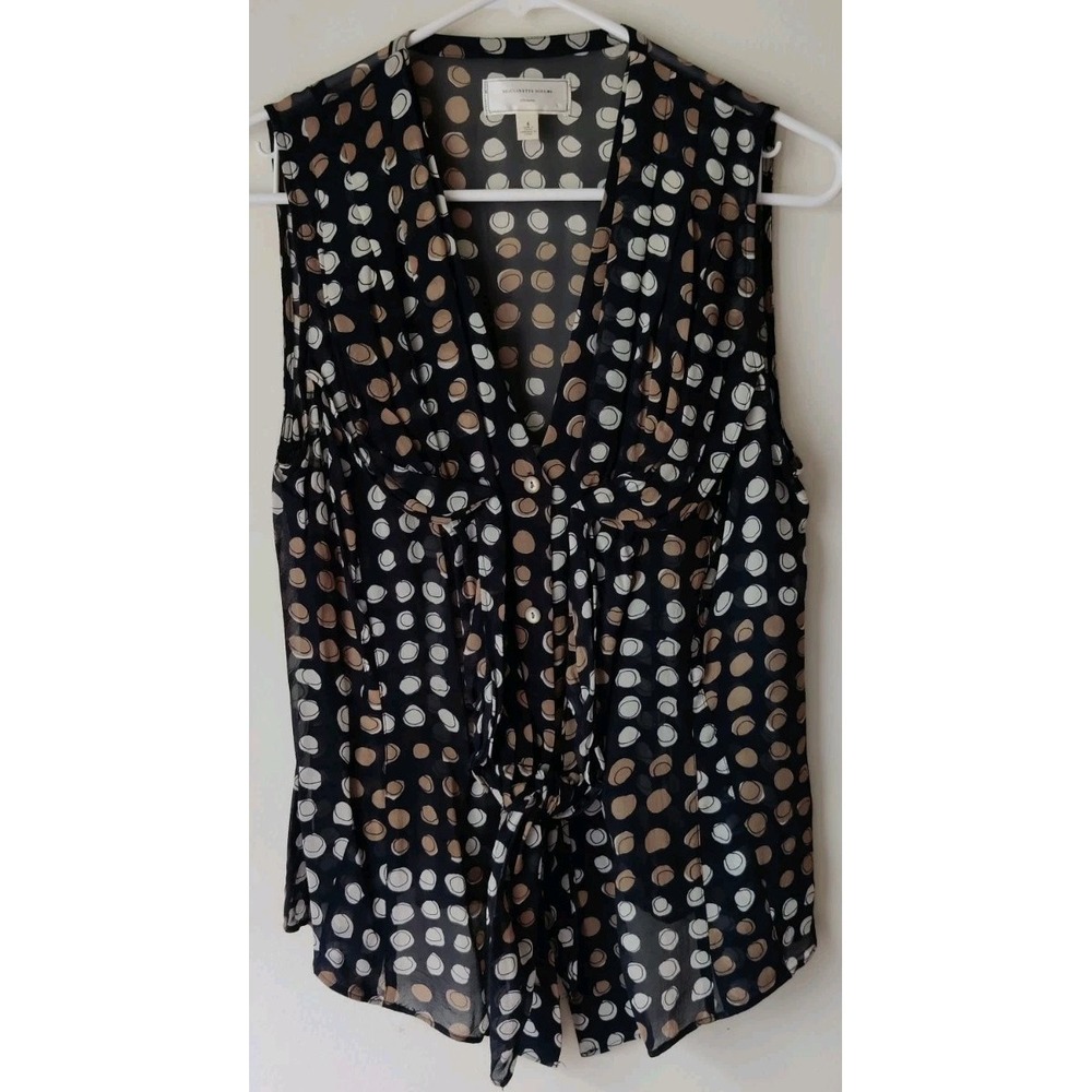 Moulinette Soeurs Black Polka Dot Sleeveless Tie Front Blouse